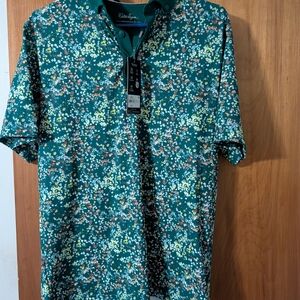 Men's Green Floral Polo Shirt